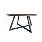 Table basse ronde noire et marron, piétement en X, 2 places