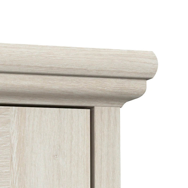 Buffet vaisselier de ferme 60W en chêne blanc lin avec surmeuble, 1 ensemble
