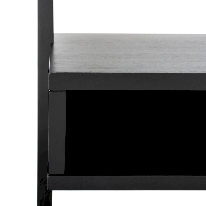 Bureau mural à 2 étagères – Noir / Brun miel / Naturel, Structure anthracite