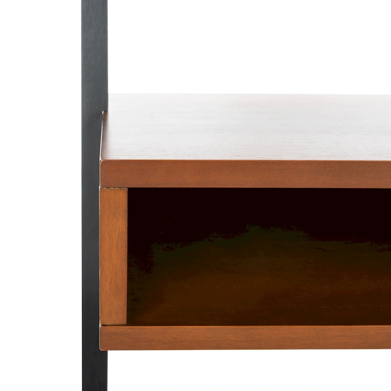 Bureau mural à 2 étagères – Noir / Brun miel / Naturel, Structure anthracite