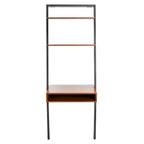 Bureau mural à 2 étagères – Noir / Brun miel / Naturel, Structure anthracite