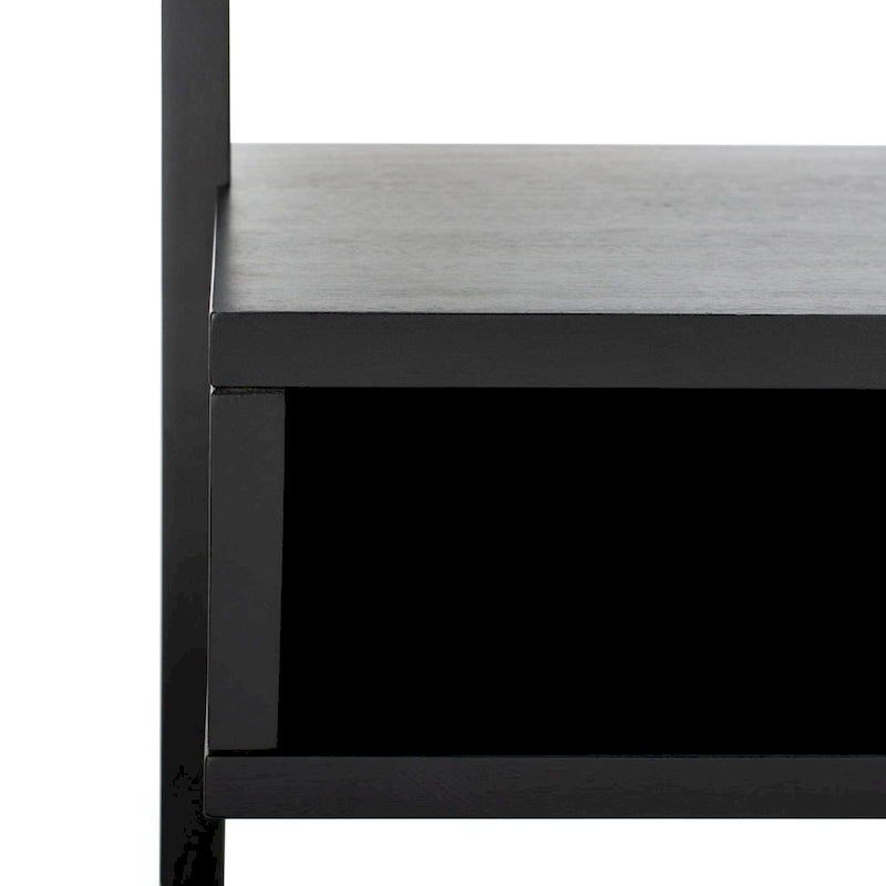 Bureau mural à 2 étagères – Noir / Brun miel / Naturel, Structure anthracite