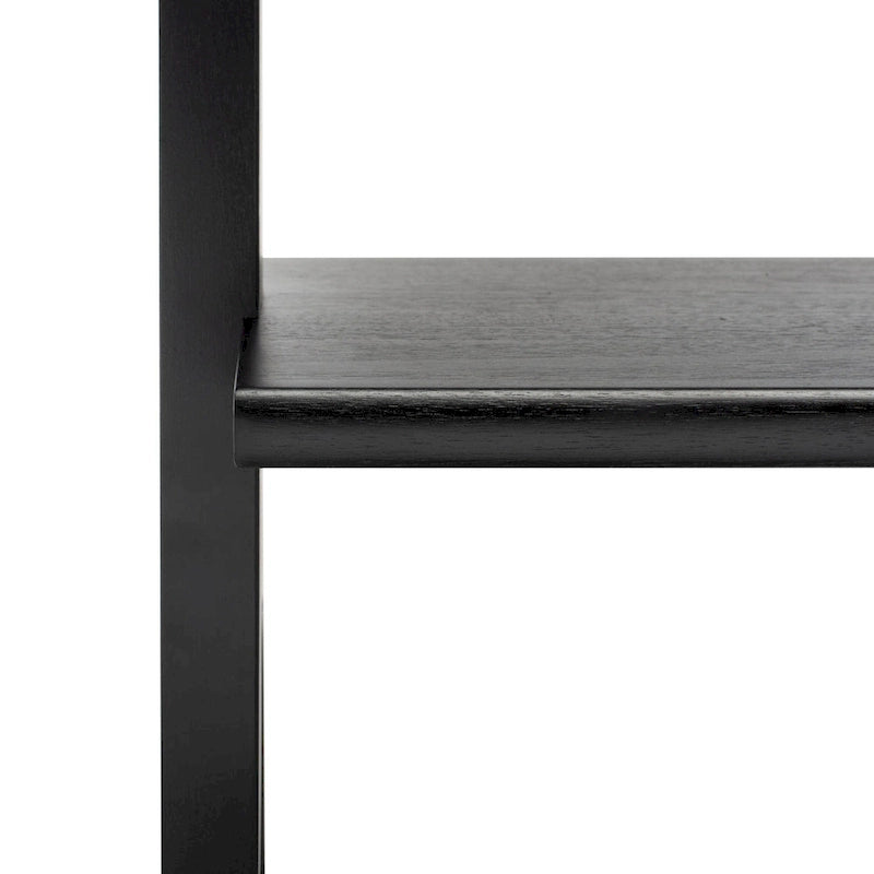Bureau mural à 2 étagères – Noir / Brun miel / Naturel, Structure anthracite