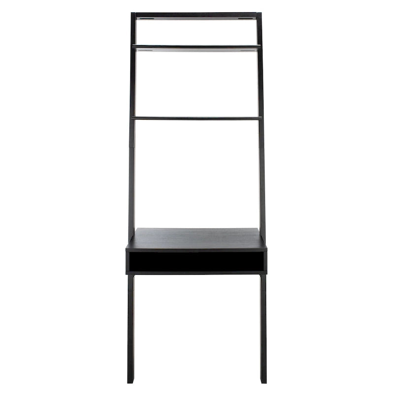 Bureau mural à 2 étagères – Noir / Brun miel / Naturel, Structure anthracite
