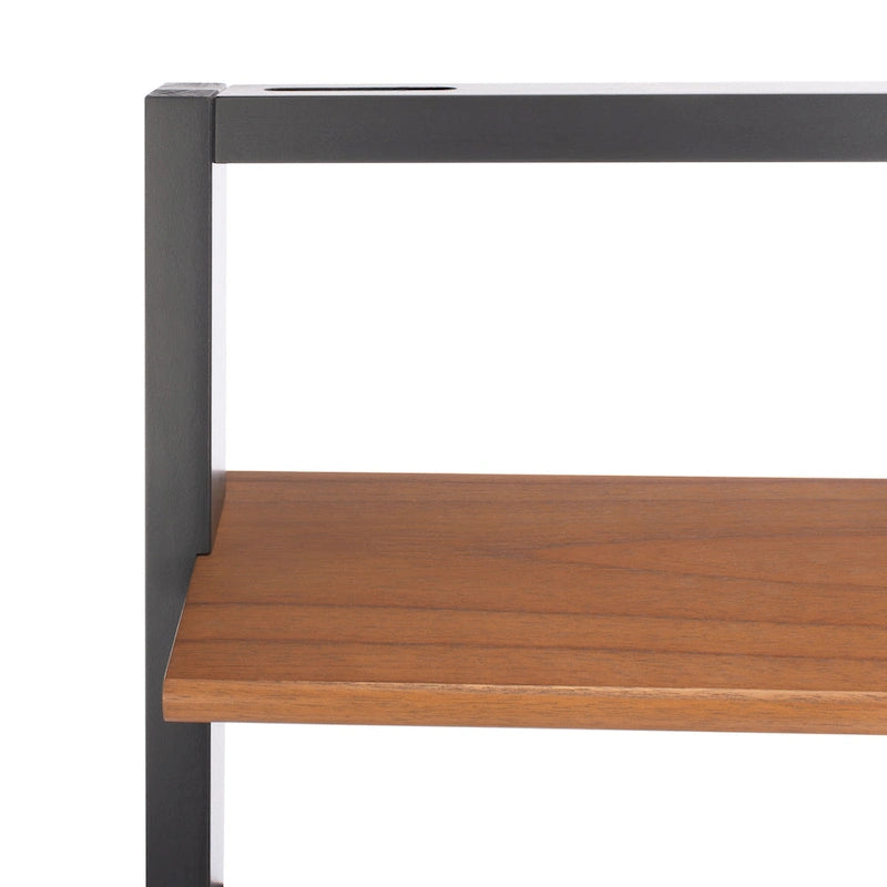 Bureau mural à 2 étagères – Noir / Brun miel / Naturel, Structure anthracite