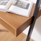 Bureau mural à 2 étagères – Noir / Brun miel / Naturel, Structure anthracite