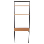 Bureau mural à 2 étagères – Noir / Brun miel / Naturel, Structure anthracite