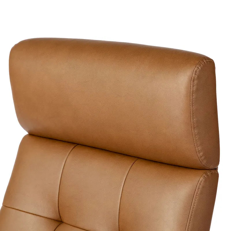 Chaise de bureau pivotante à dossier haut capitonnée couleur camel pour 1 personne