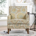 Fauteuil d'appoint en tissu beige/gris avec pieds en bouleau, une place
