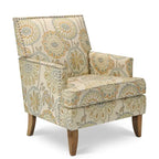 Fauteuil d'appoint en tissu beige/gris avec pieds en bouleau, une place