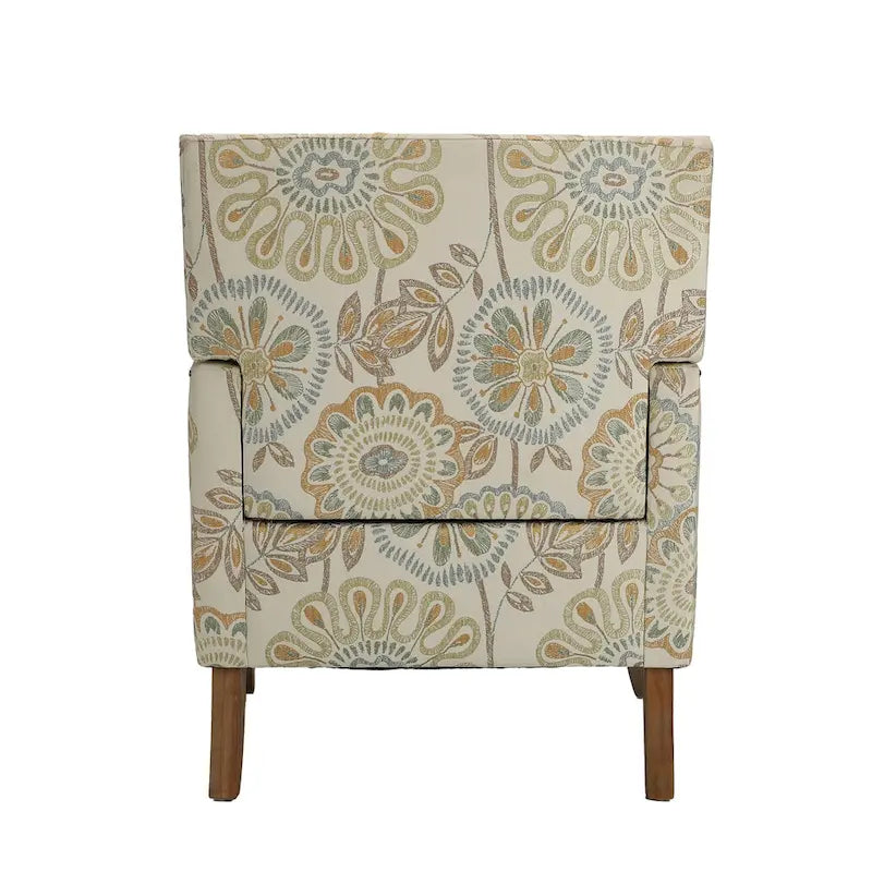 Fauteuil d'appoint en tissu beige/gris avec pieds en bouleau, une place