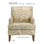 Fauteuil d'appoint en tissu beige/gris avec pieds en bouleau, une place