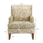 Fauteuil d'appoint en tissu beige/gris avec pieds en bouleau, une place