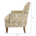 Fauteuil d'appoint en tissu beige/gris avec pieds en bouleau, une place