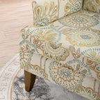 Fauteuil d'appoint en tissu beige/gris avec pieds en bouleau, une place