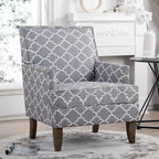 Fauteuil d'appoint en tissu beige/gris avec pieds en bouleau, une place
