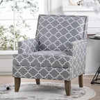 Fauteuil d'appoint en tissu beige/gris avec pieds en bouleau, une place