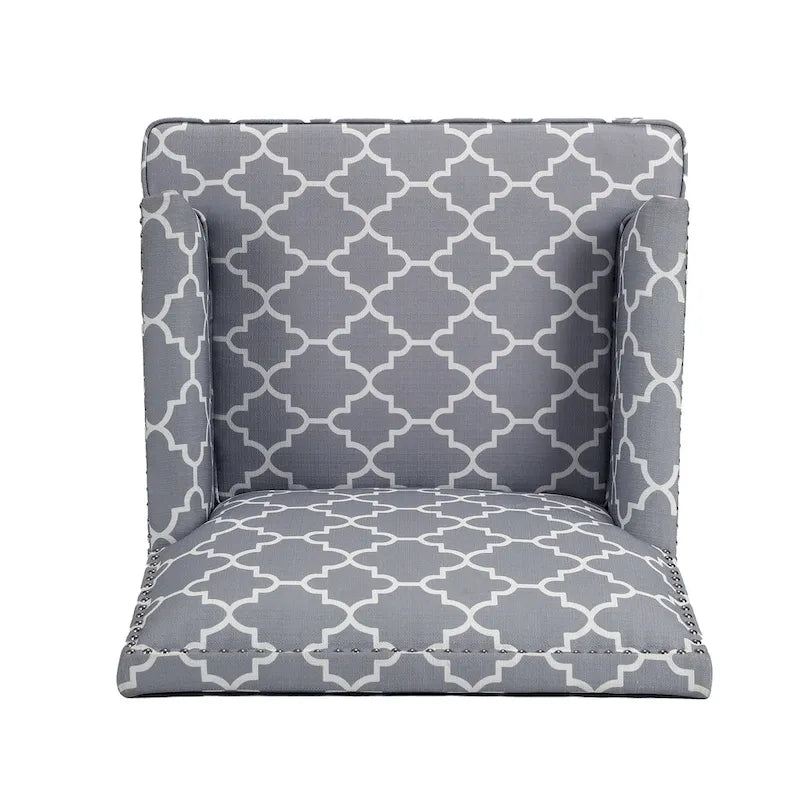 Fauteuil d'appoint en tissu beige/gris avec pieds en bouleau, une place