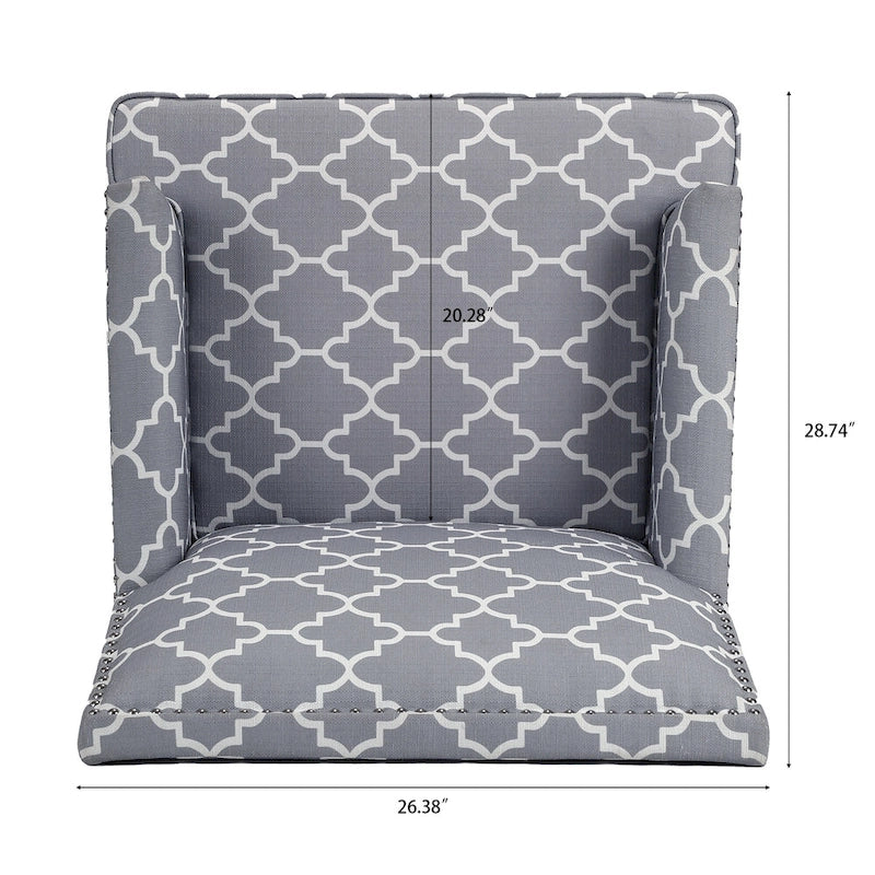 Fauteuil d'appoint en tissu beige/gris avec pieds en bouleau, une place