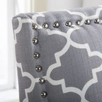 Fauteuil d'appoint en tissu beige/gris avec pieds en bouleau, une place
