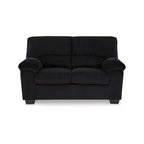 Causeuse en velours côtelé, 2 places, noir / beige / bleu — 160 larg. x 96 prof. x 101 haut. cm