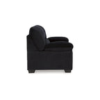 Causeuse en velours côtelé, 2 places, noir / beige / bleu — 160 larg. x 96 prof. x 101 haut. cm