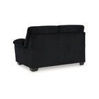 Causeuse en velours côtelé, 2 places, noir / beige / bleu — 160 larg. x 96 prof. x 101 haut. cm