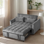 Canapé-lit futon en velours – Gris foncé / Gris clair / Bleu / Noir – 2 places
