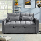 Canapé-lit futon en velours – Gris foncé / Gris clair / Bleu / Noir – 2 places