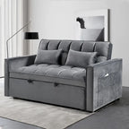 Canapé-lit futon en velours – Gris foncé / Gris clair / Bleu / Noir – 2 places
