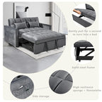Canapé-lit futon en velours – Gris foncé / Gris clair / Bleu / Noir – 2 places
