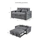 Canapé-lit futon en velours – Gris foncé / Gris clair / Bleu / Noir – 2 places