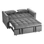 Canapé-lit futon en velours – Gris foncé / Gris clair / Bleu / Noir – 2 places
