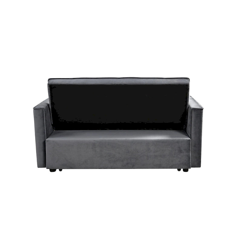 Canapé-lit futon en velours – Gris foncé / Gris clair / Bleu / Noir – 2 places