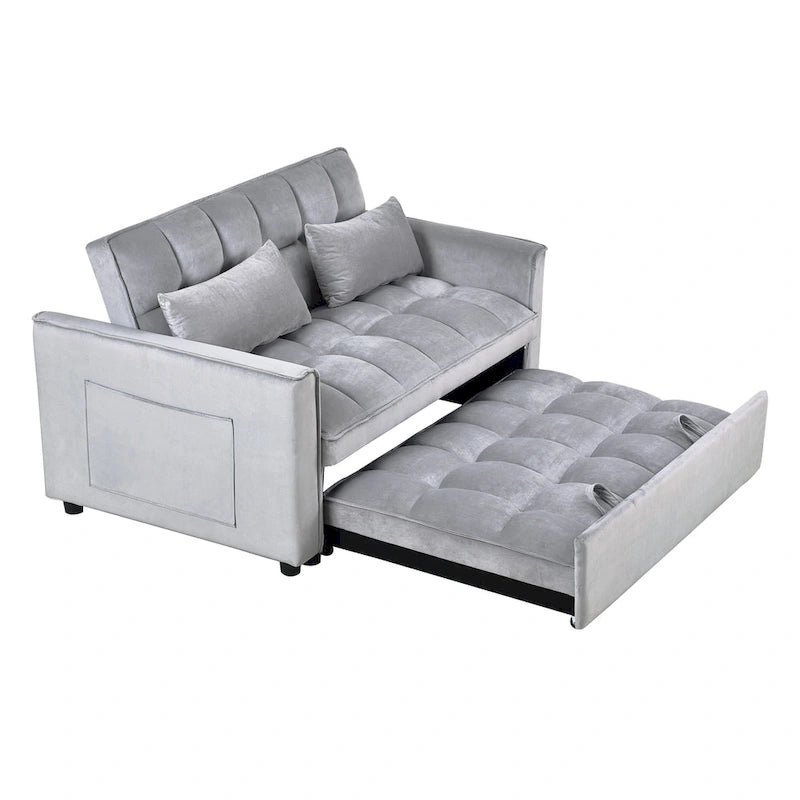 Canapé-lit futon en velours – Gris foncé / Gris clair / Bleu / Noir – 2 places