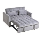 Canapé-lit futon en velours – Gris foncé / Gris clair / Bleu / Noir – 2 places