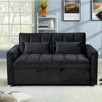 Canapé-lit futon en velours – Gris foncé / Gris clair / Bleu / Noir – 2 places