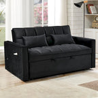 Canapé-lit futon en velours – Gris foncé / Gris clair / Bleu / Noir – 2 places
