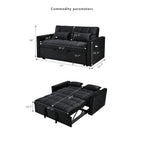 Canapé-lit futon en velours – Gris foncé / Gris clair / Bleu / Noir – 2 places
