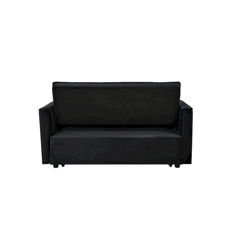 Canapé-lit futon en velours – Gris foncé / Gris clair / Bleu / Noir – 2 places