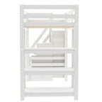 Lit mezzanine blanc pleine grandeur avec armoire, escalier de rangement et lumière LED, 1 personne
