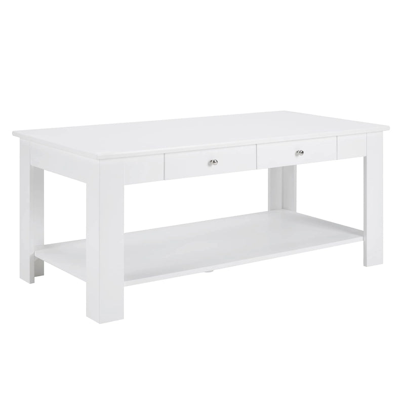 Table basse 2 tiroirs avec étagère Blanc / Noir / Espresso — 1 place