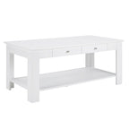 Table basse 2 tiroirs avec étagère Blanc / Noir / Espresso — 1 place