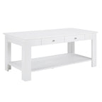 Table basse 2 tiroirs avec étagère Blanc / Noir / Espresso — 1 place