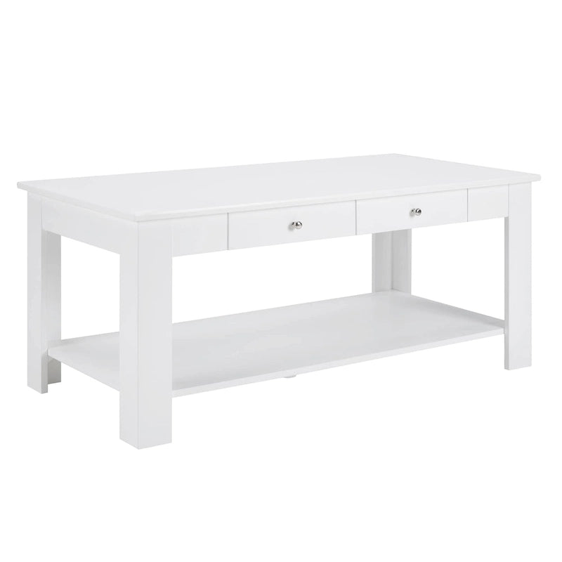 Table basse 2 tiroirs avec étagère Blanc / Noir / Espresso — 1 place