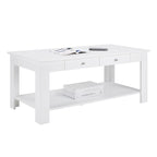 Table basse 2 tiroirs avec étagère Blanc / Noir / Espresso — 1 place
