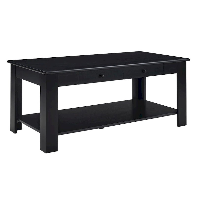 Table basse 2 tiroirs avec étagère Blanc / Noir / Espresso — 1 place