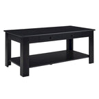 Table basse 2 tiroirs avec étagère Blanc / Noir / Espresso — 1 place
