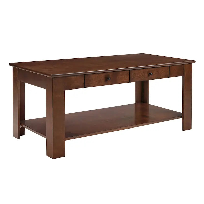 Table basse 2 tiroirs avec étagère Blanc / Noir / Espresso — 1 place
