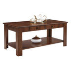 Table basse 2 tiroirs avec étagère Blanc / Noir / Espresso — 1 place